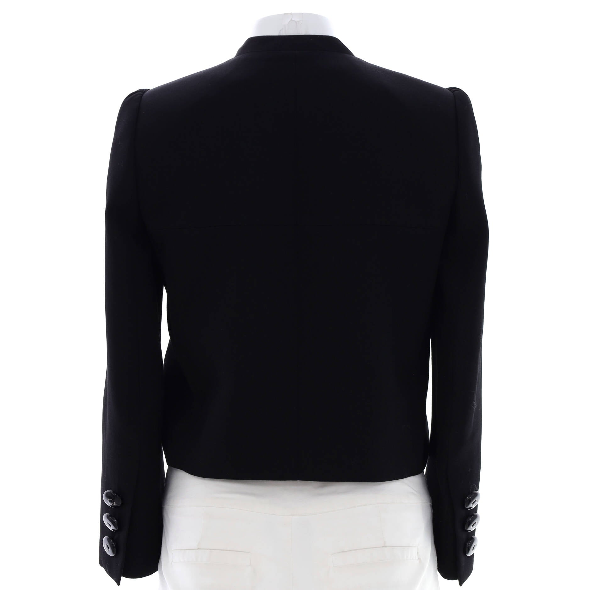 Women's Collarless Boxy Jacket Wool with Sequins