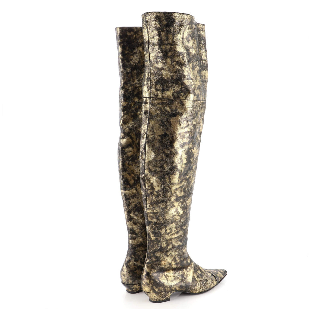 Women's Knee High Boots Metallic Leather