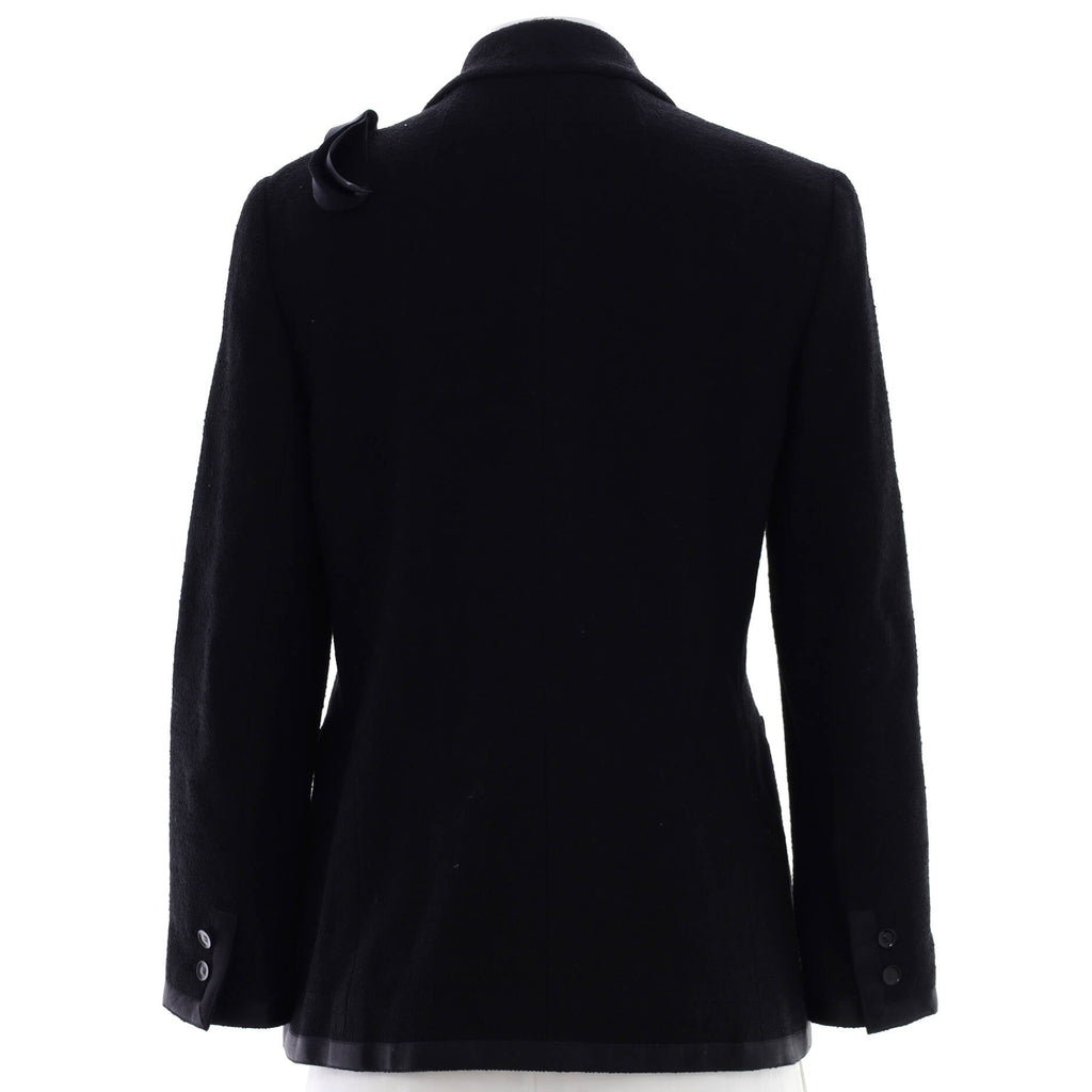 Women's Bow Detail Double Breasted Blazer Wool Tweed