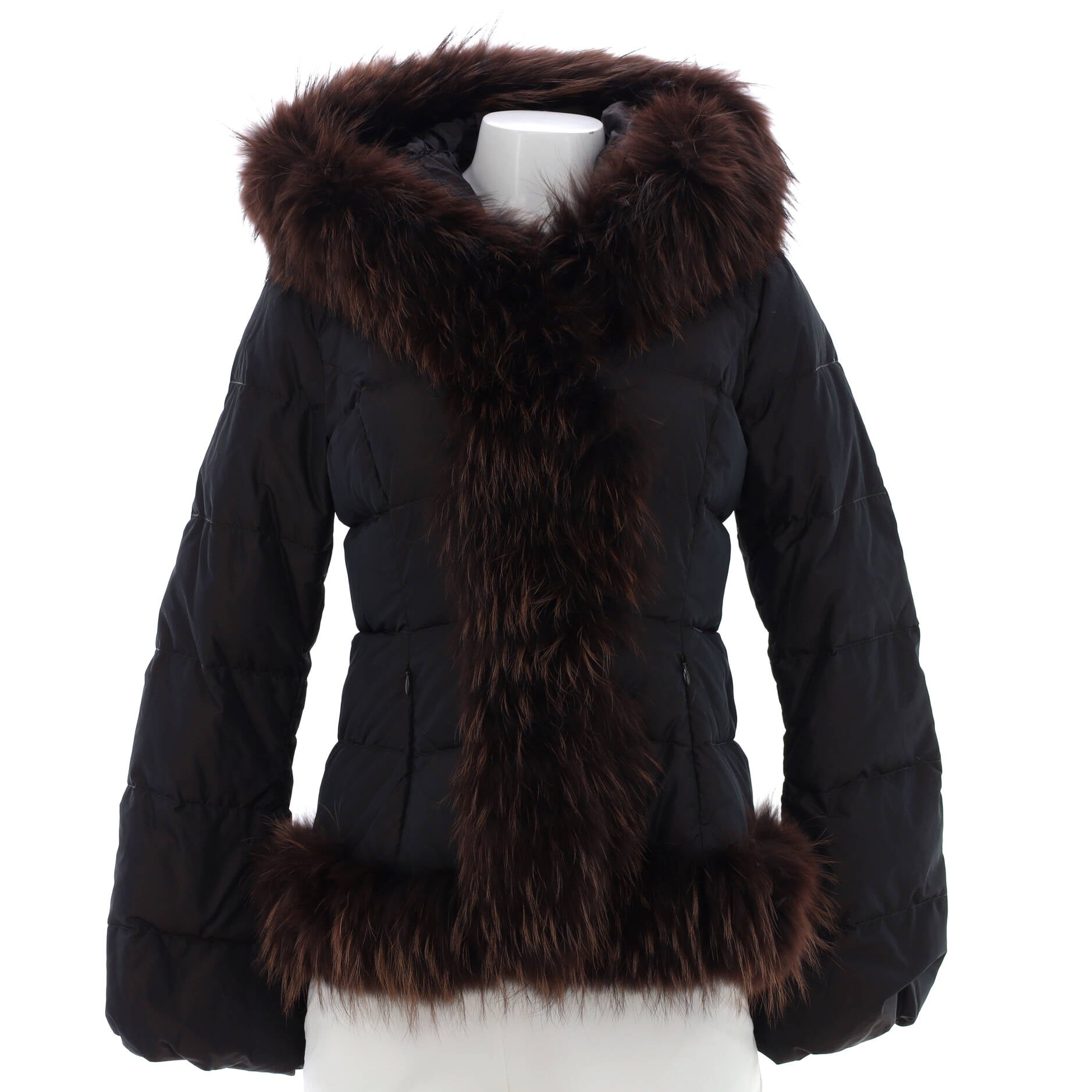 Women's Hooded Puffer Jacket Polyester and Silk Blend with Down