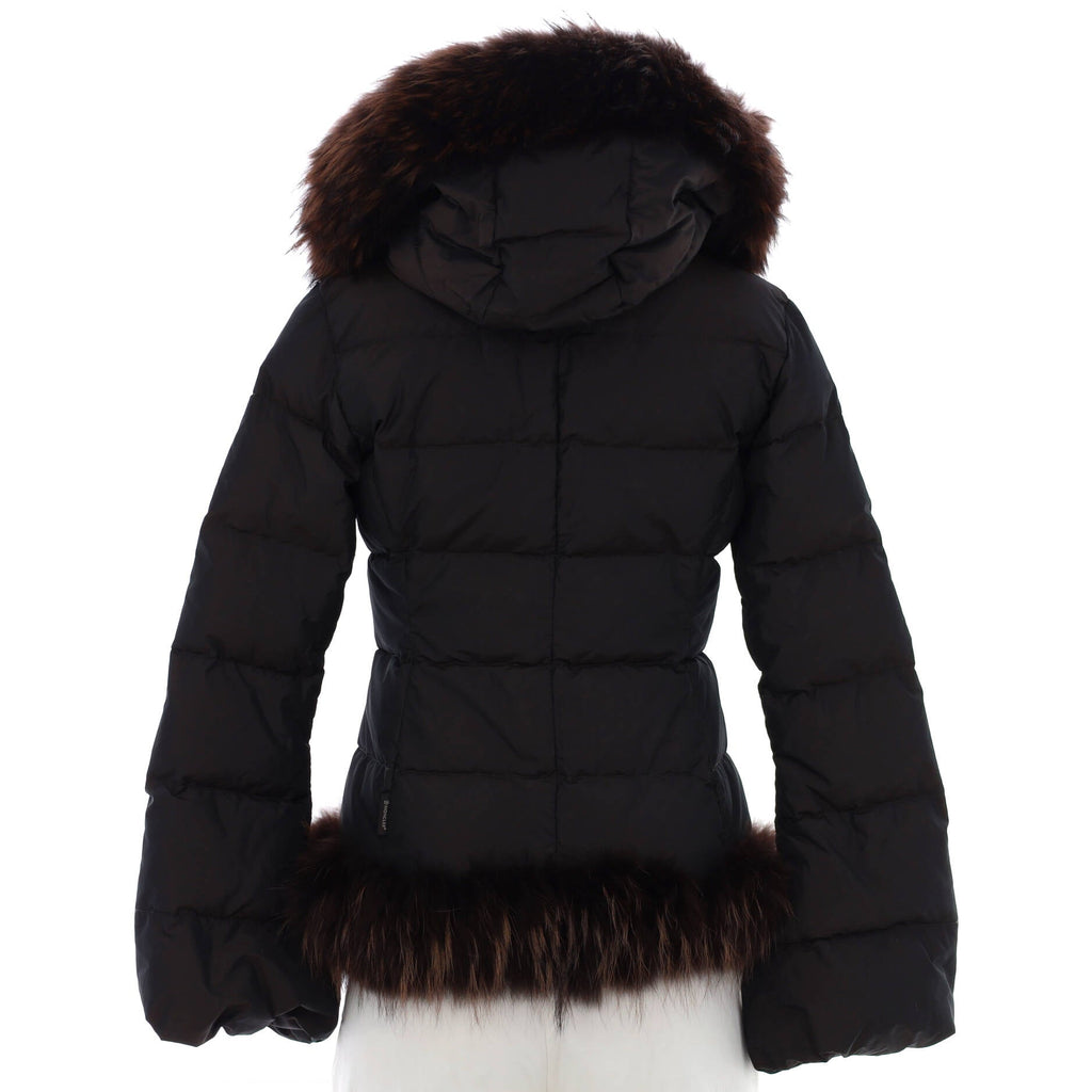 Women's Hooded Puffer Jacket Polyester and Silk Blend with Down