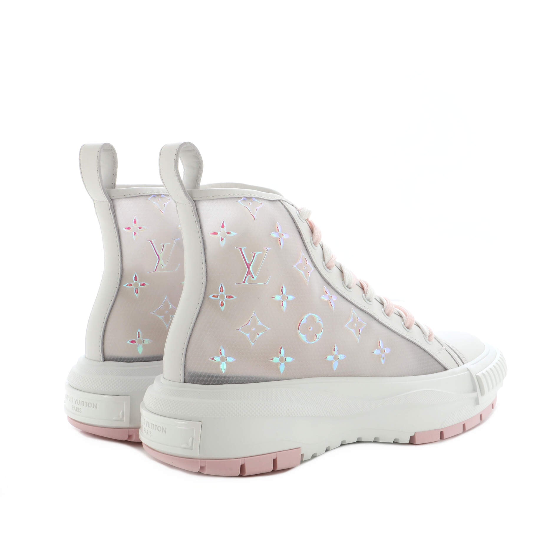 Women's LV Squad Sneaker Boots Monogram Iridescent Technical Mesh