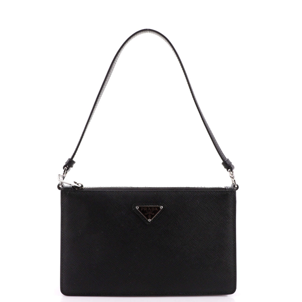 Zip Pochette Shoulder Bag Saffiano Leather Mini