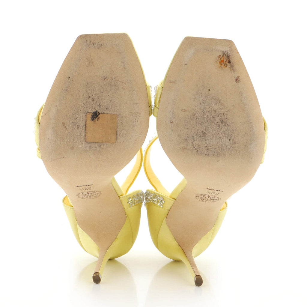 Women's Ankle Cuff Heeled Sandals Satin with Crystals