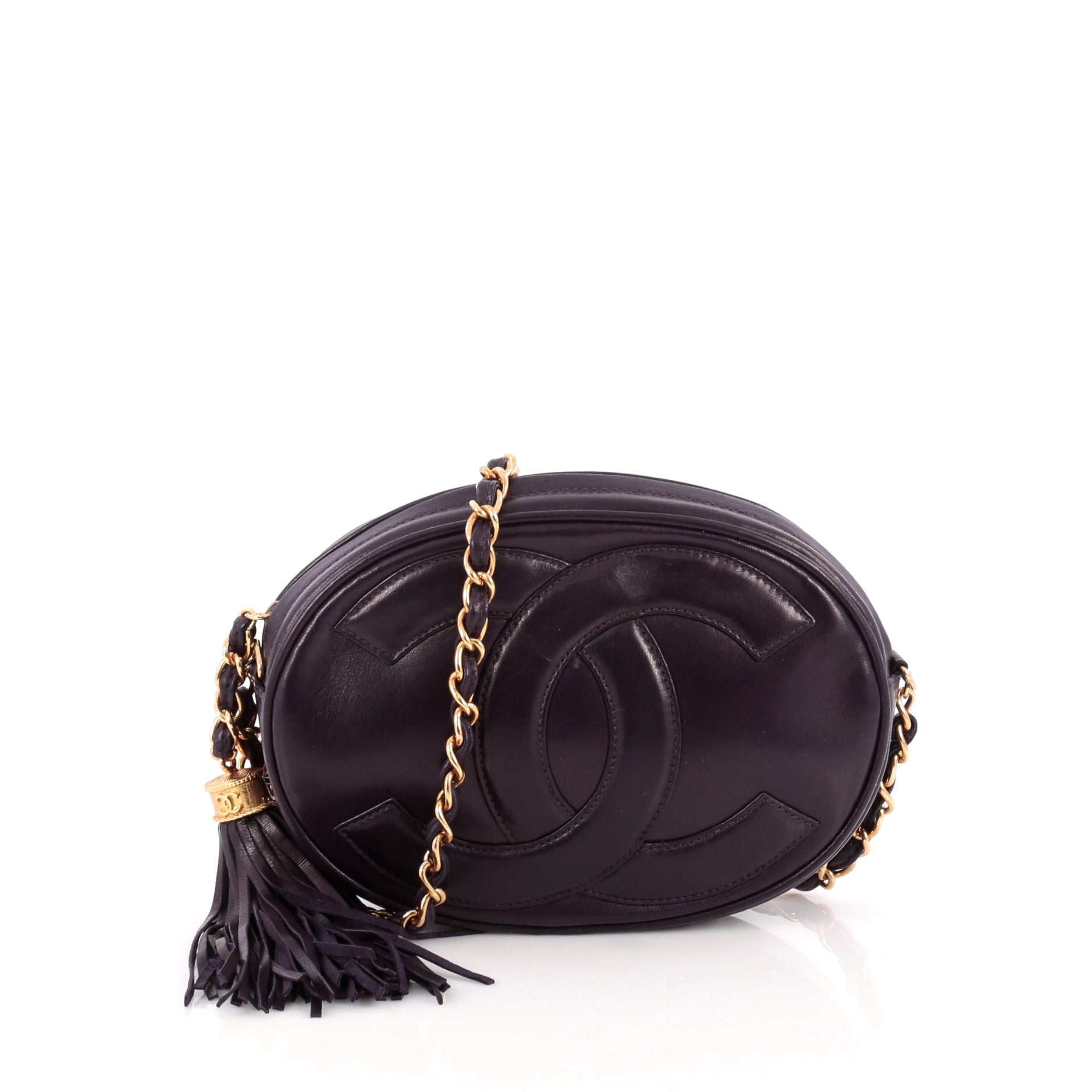 Vintage Tambourine Crossbody Bag Leather Mini