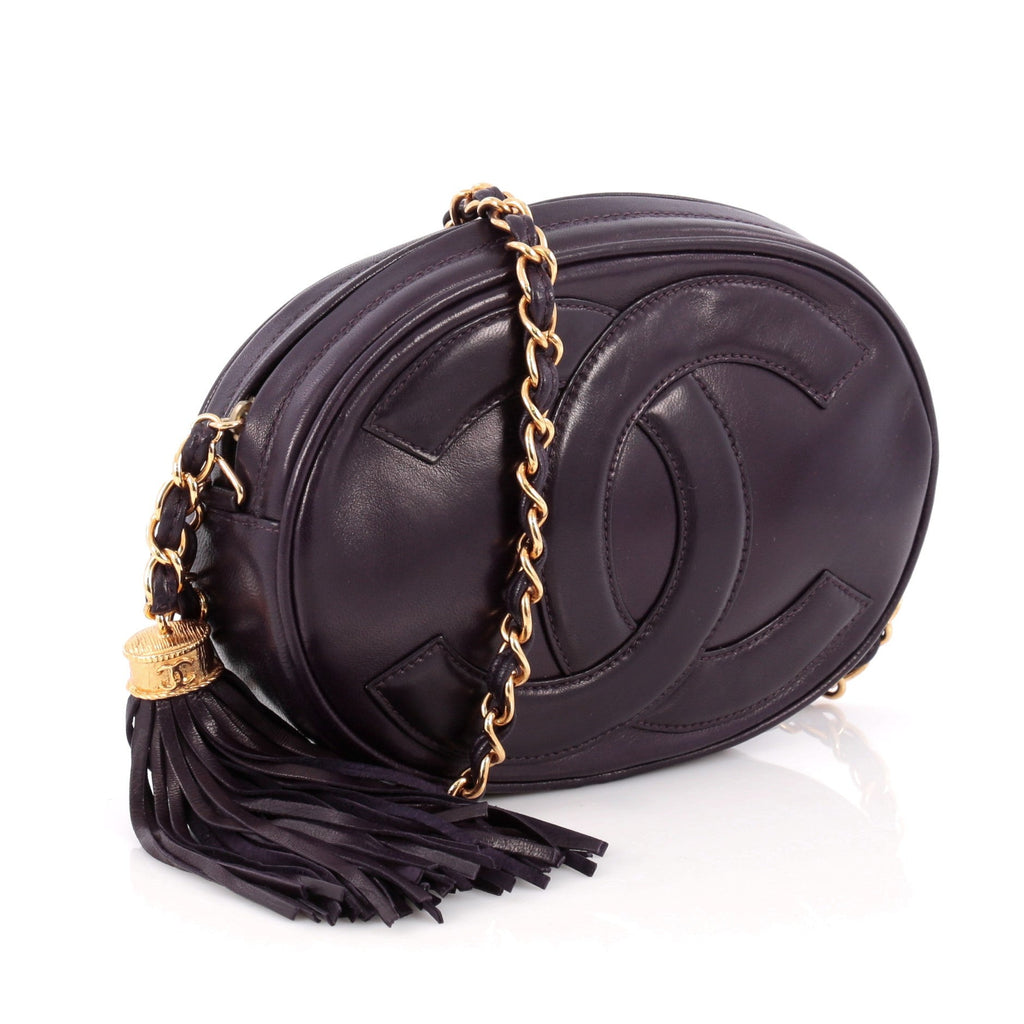 Vintage Tambourine Crossbody Bag Leather Mini