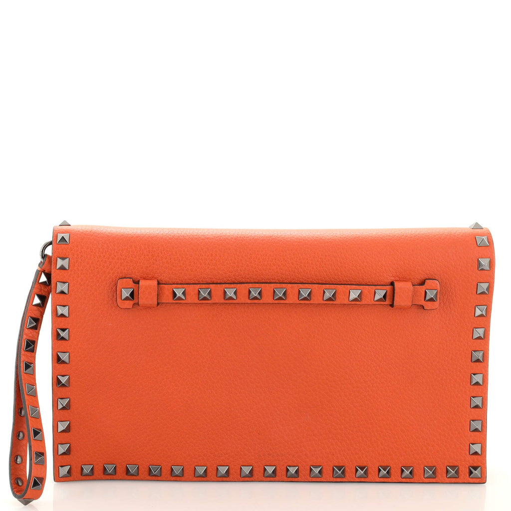 Rockstud Flap Clutch Leather