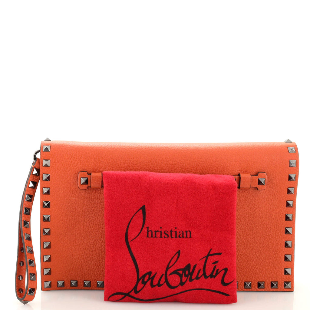Rockstud Flap Clutch Leather