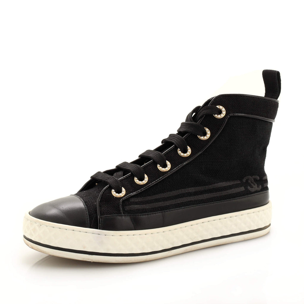 Women's CC Cap Toe High-Top Sneakers Canvas and Leather