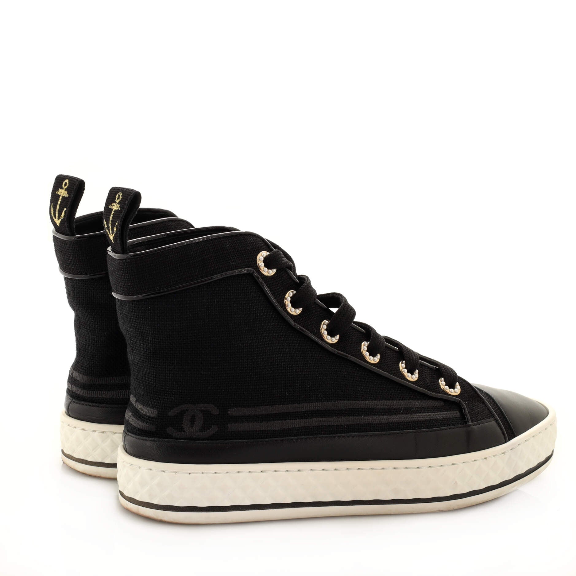 Women's CC Cap Toe High-Top Sneakers Canvas and Leather