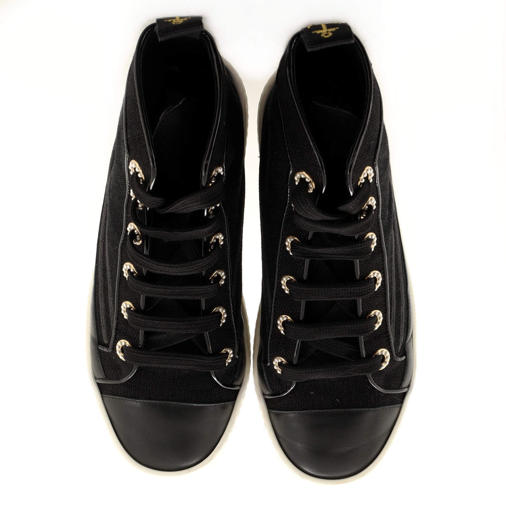 Women's CC Cap Toe High-Top Sneakers Canvas and Leather