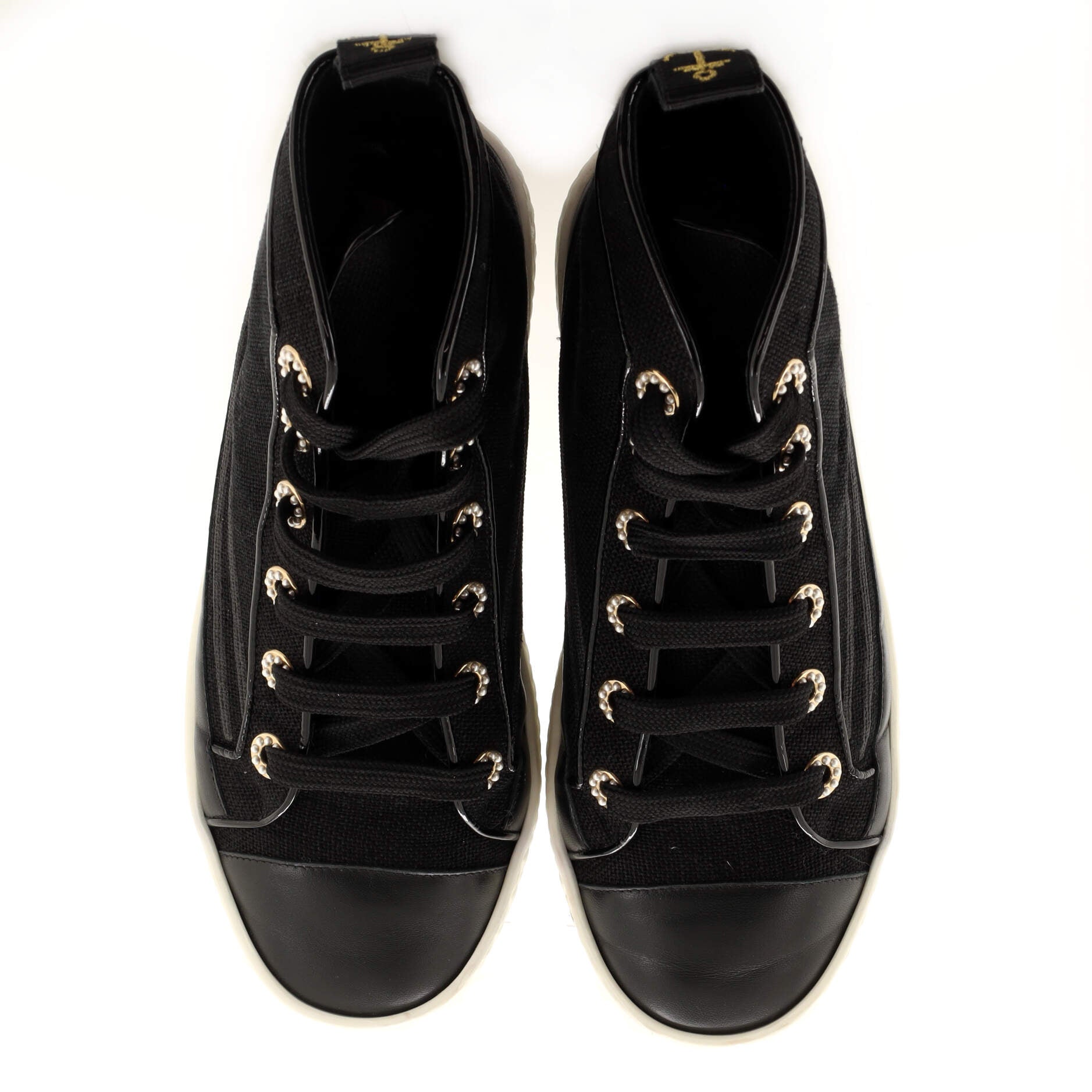 Women's CC Cap Toe High-Top Sneakers Canvas and Leather