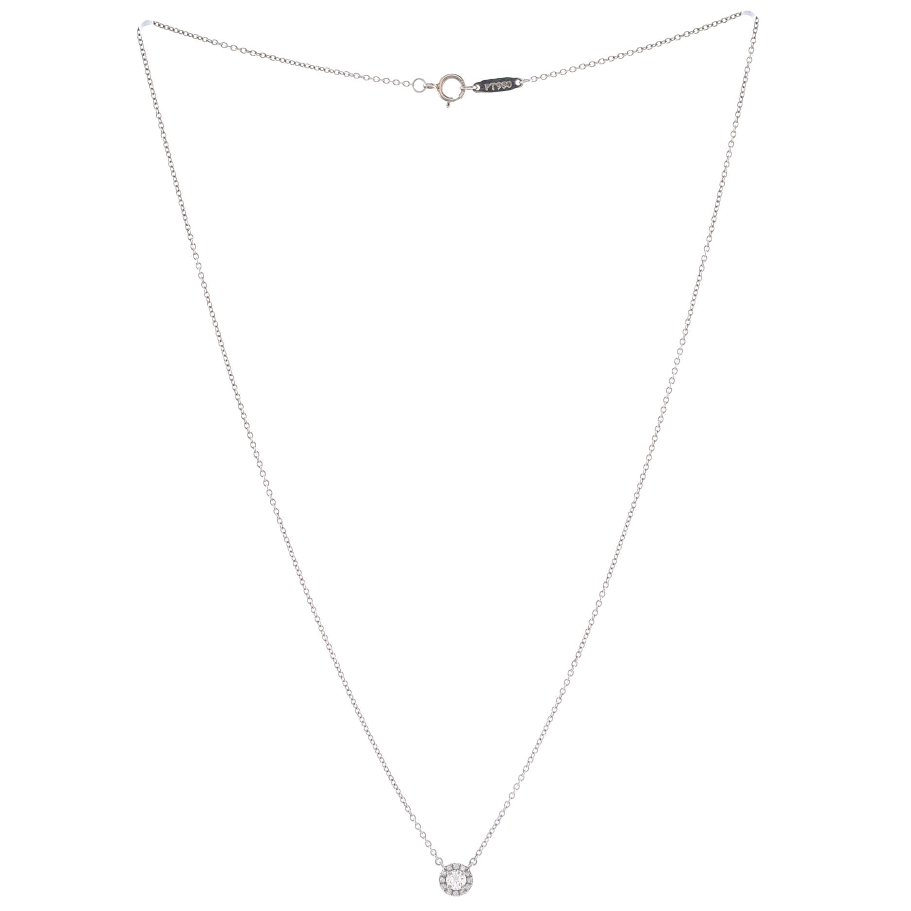 Soleste Round Pendant Necklace Platinum with Diamonds