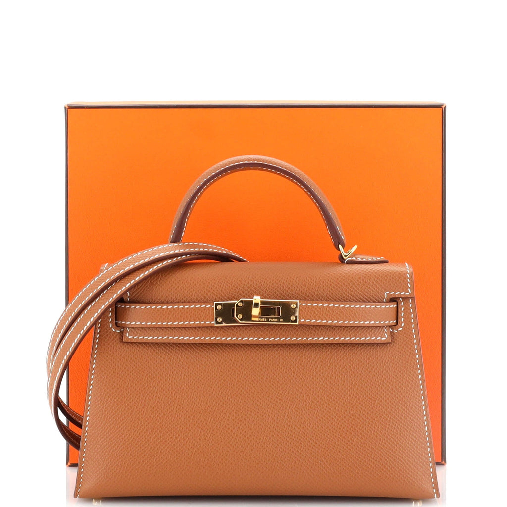Kelly Mini II Bag Gold Epsom with Gold Hardware 20