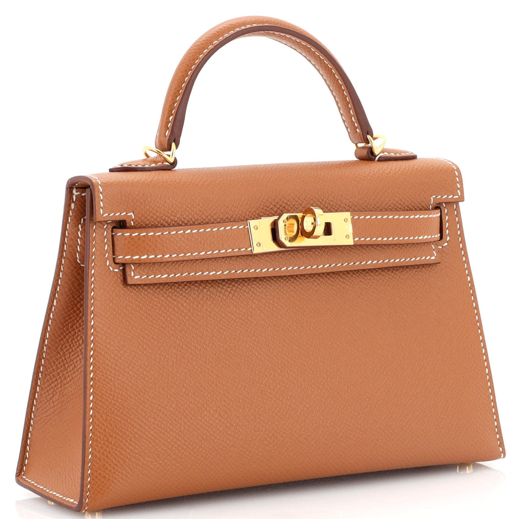 Kelly Mini II Bag Gold Epsom with Gold Hardware 20