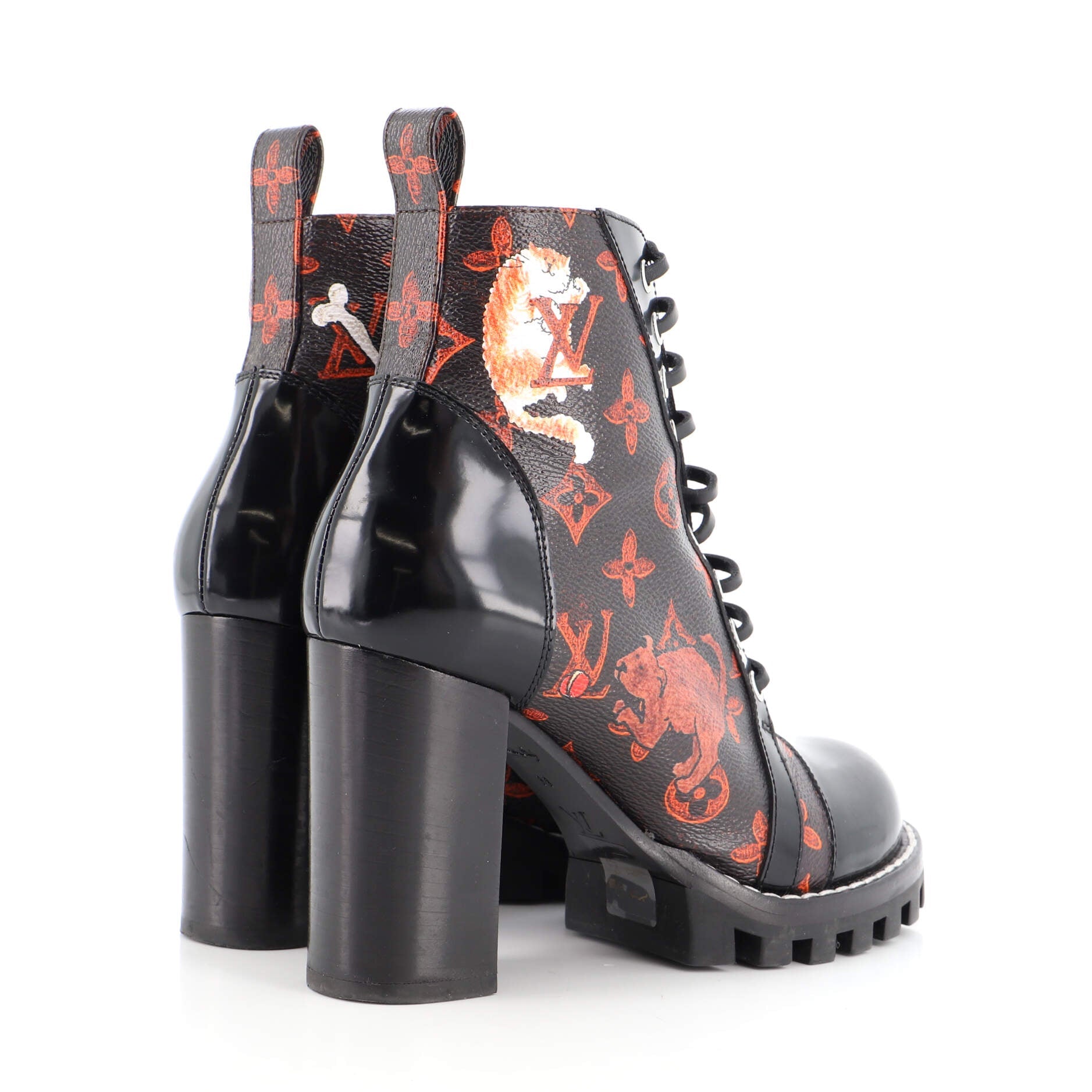 Women's Star Trail Ankle Boots Limited Edition Grace Coddington Catogram Canvas with Patent