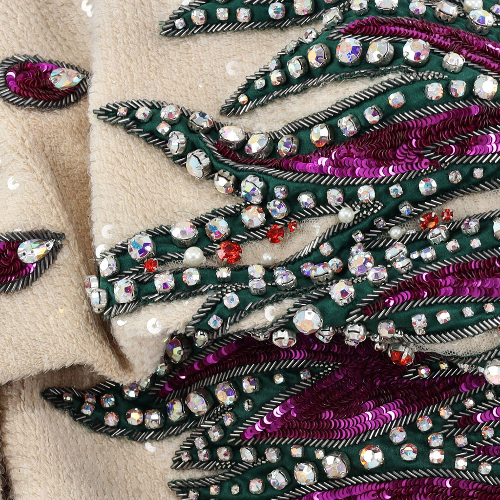 Women's Bomber Jacket Sequin Embellished Cotton