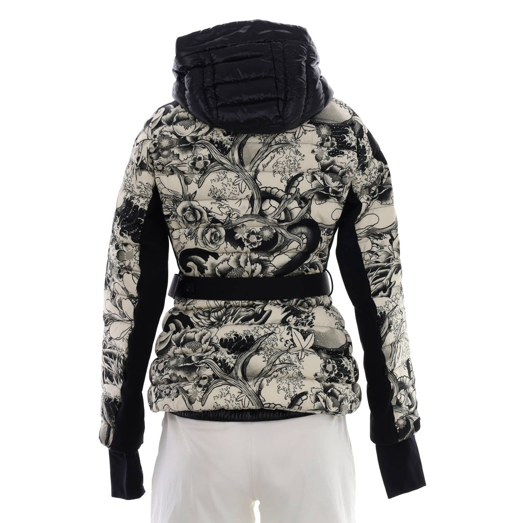Women's Grenoble Belted Puffer Jacket Quilted Printed Nylon with Down