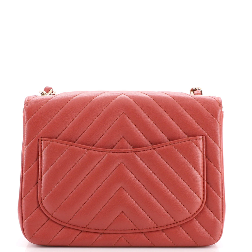 Square Classic Single Flap Bag Chevron Lambskin Mini