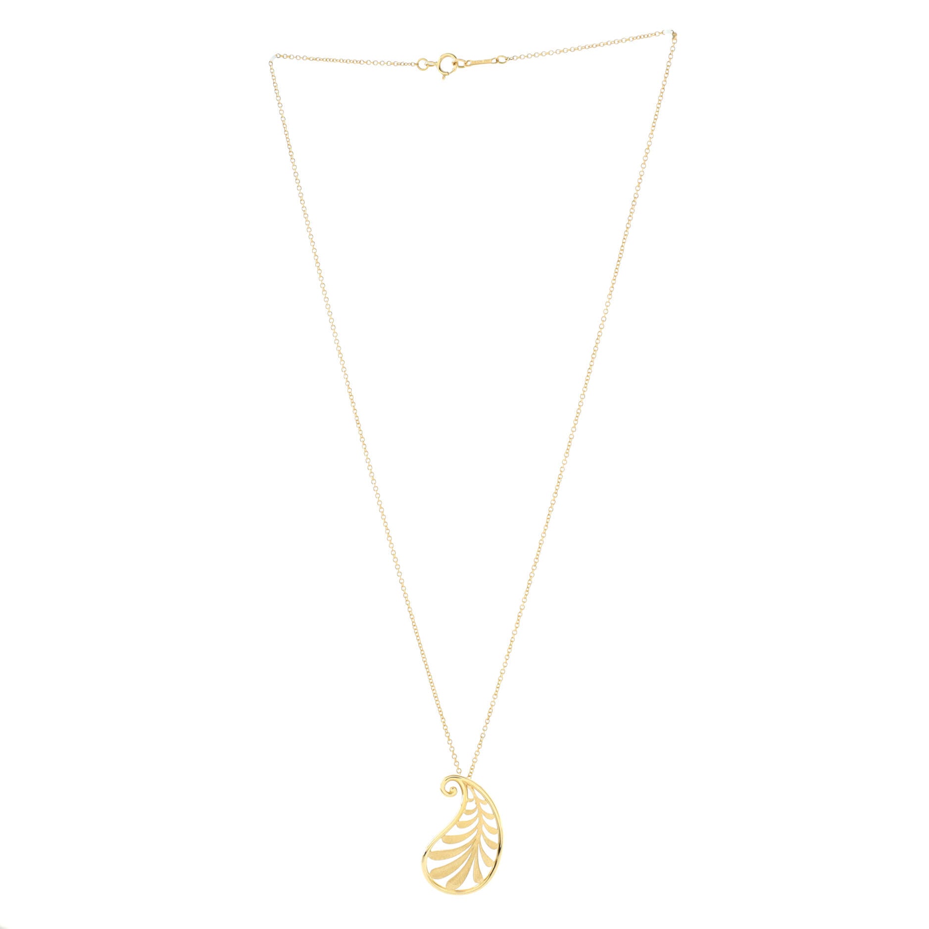 Paloma Picasso Villa Palm Leaf Pendant Necklace 18K Yellow Gold