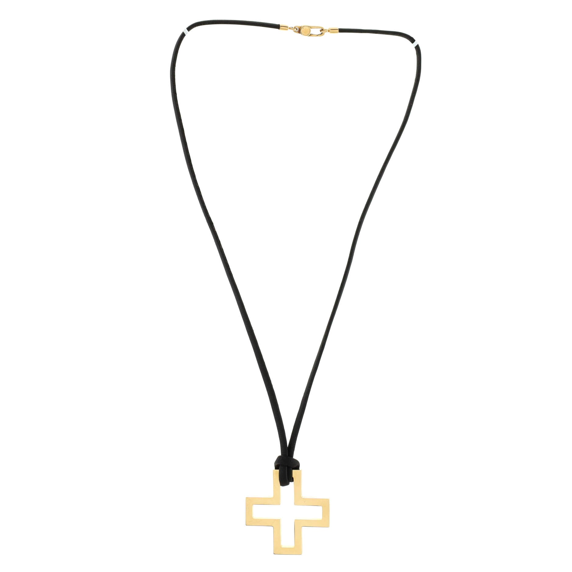 Cross Pendant Necklace 18K Yellow Gold with Cord