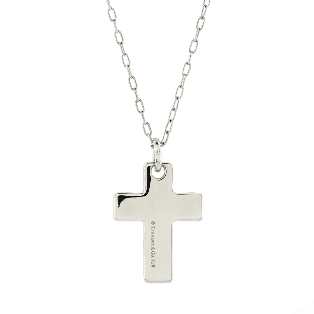 Etoile Cross Pendant Necklace 18K White Gold with Diamonds Medium