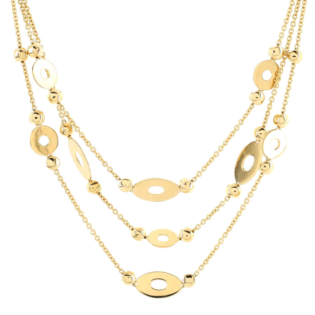 Lucea Three Row Pendant Necklace 18K Yellow Gold