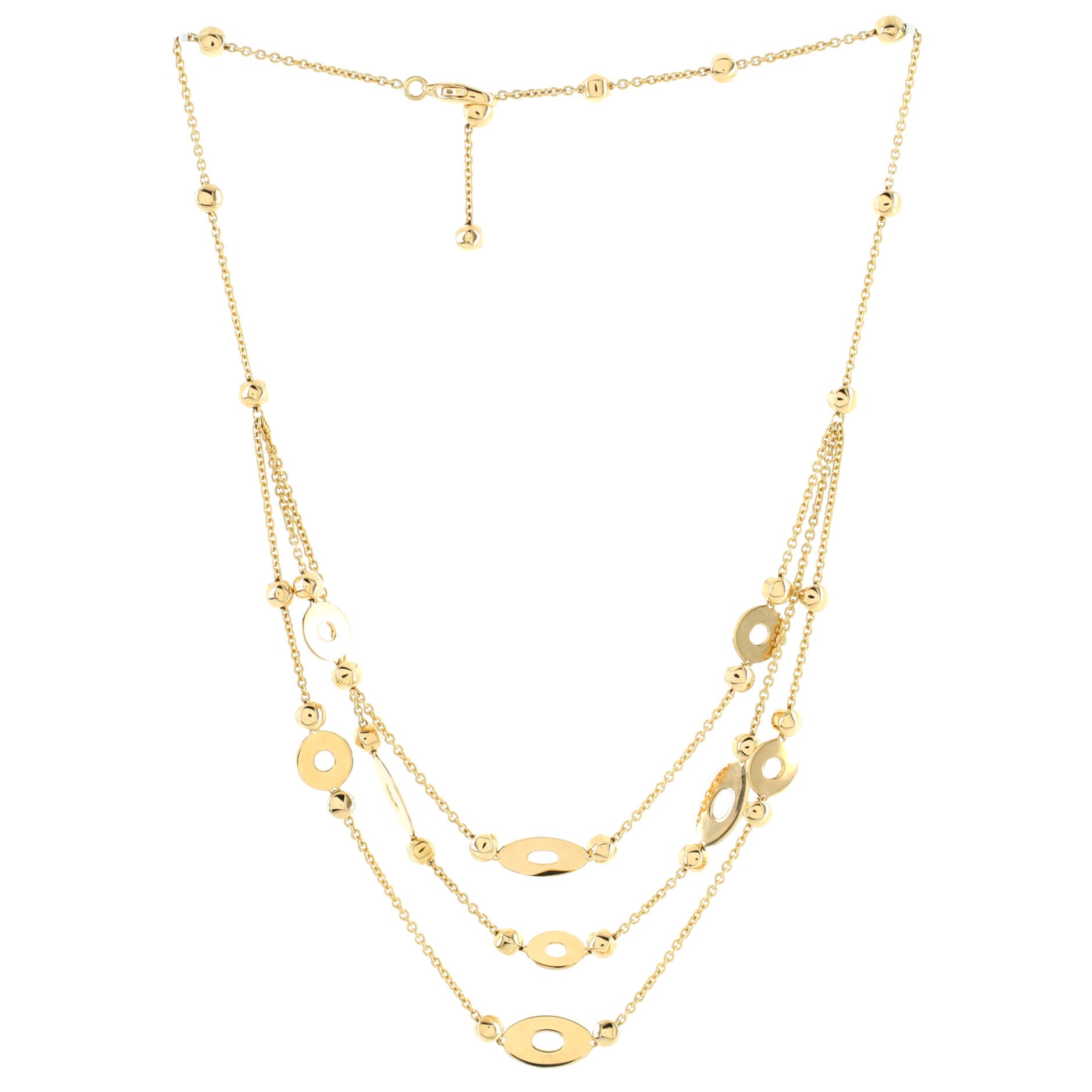 Lucea Three Row Pendant Necklace 18K Yellow Gold