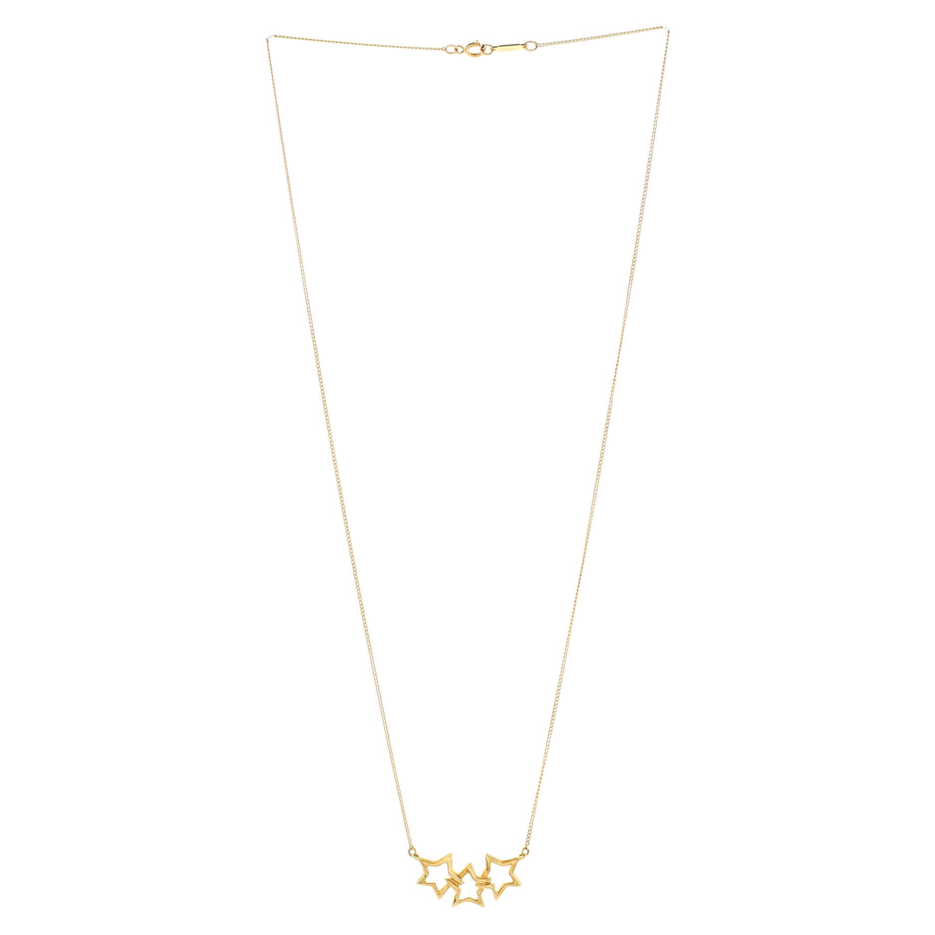Triple Stars Pendant Necklace 18K Yellow Gold