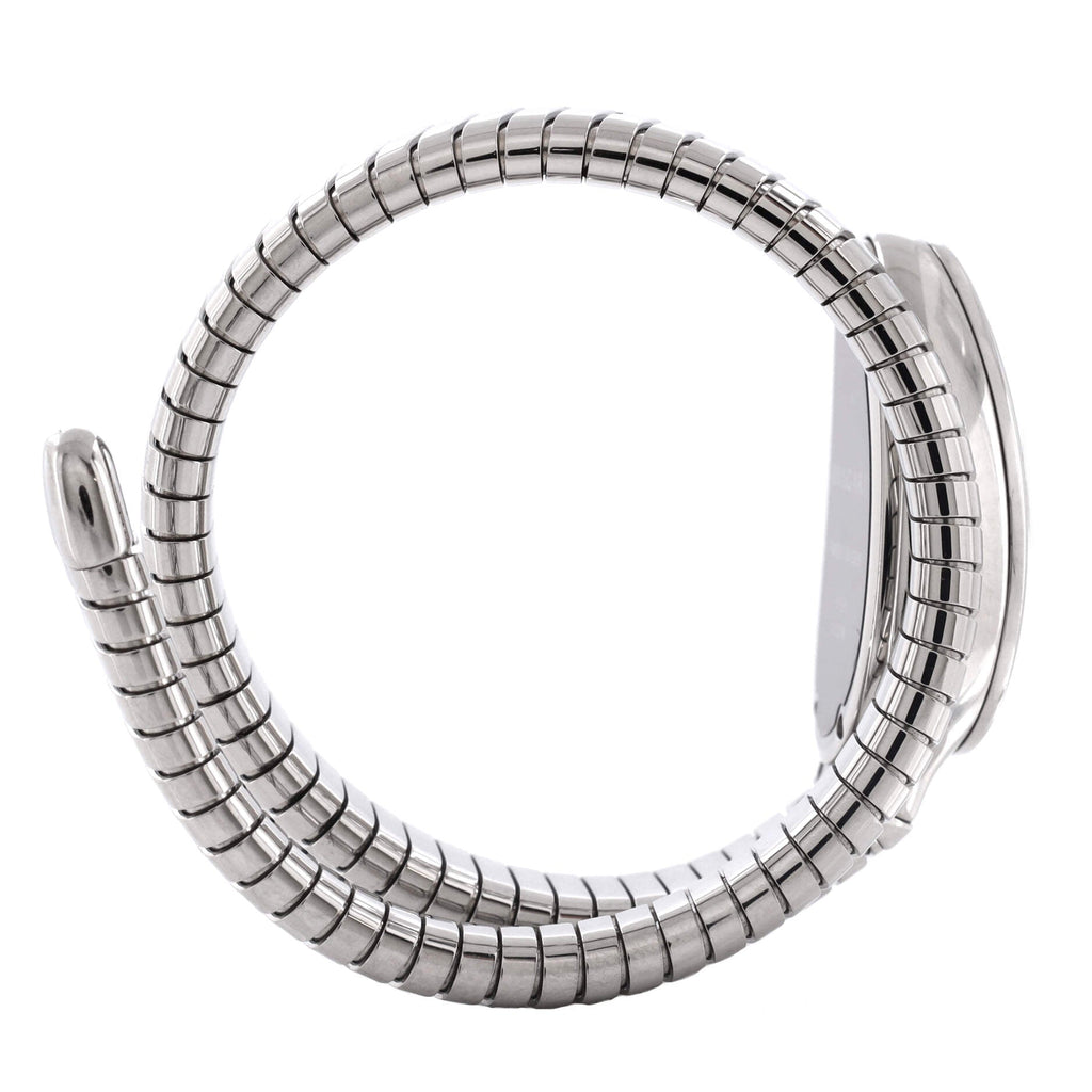 Serpenti Tubogas Single Spiral Quartz Watch Stainless Steel with Diamond Bezel and Dial 23