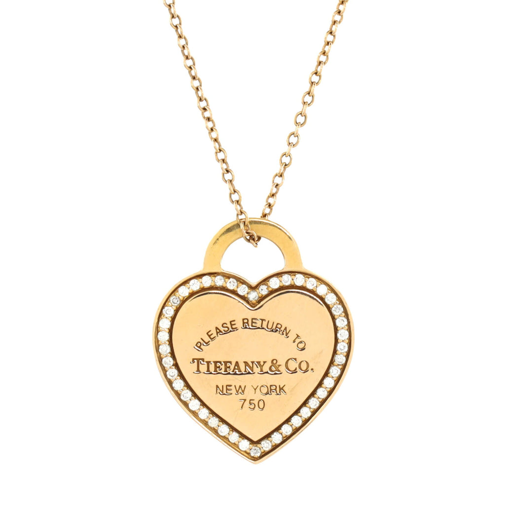 Return to Tiffany Heart Pendant Necklace 18K Rose Gold with Diamonds