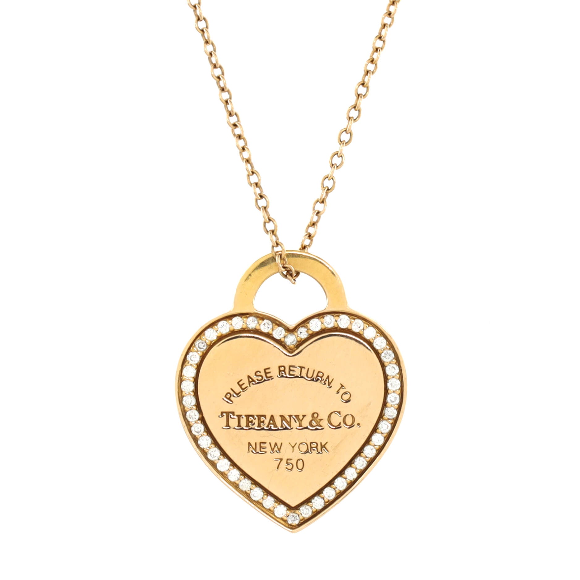 Return to Tiffany Heart Pendant Necklace 18K Rose Gold with Diamonds