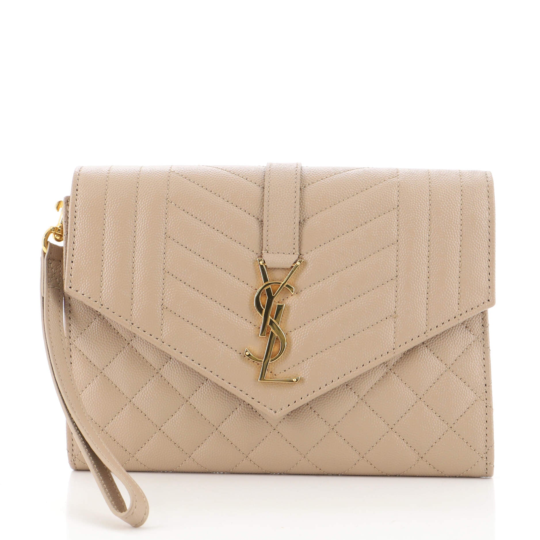 Classic Monogram Envelope Wristlet Clutch Mixed Matelasse Leather