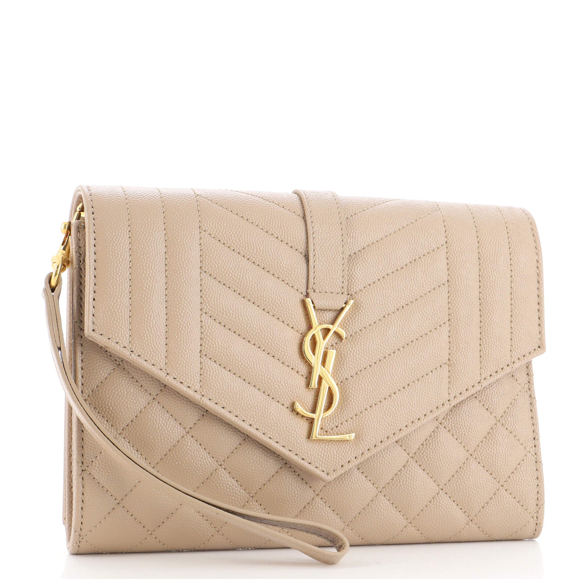 Classic Monogram Envelope Wristlet Clutch Mixed Matelasse Leather