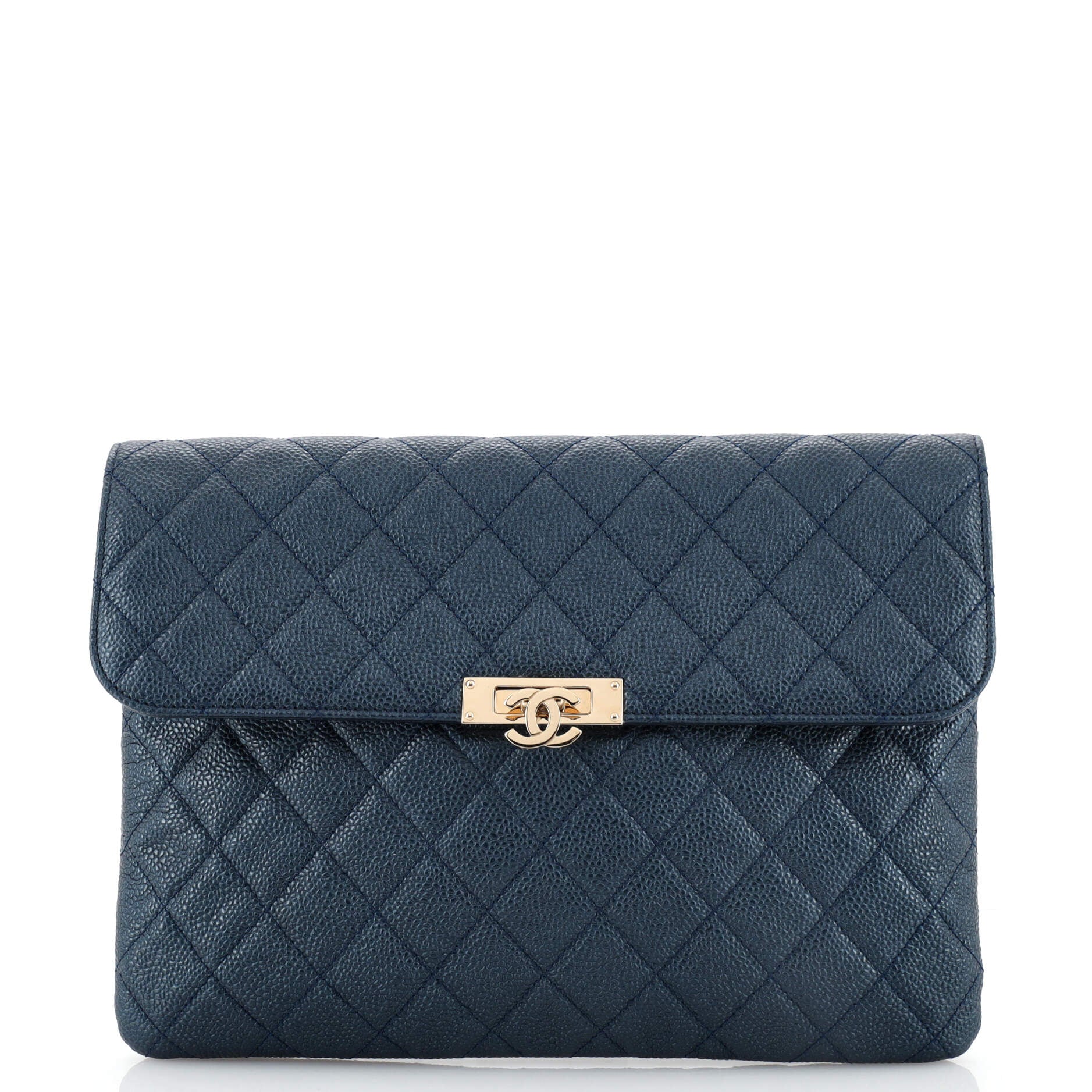 Golden Class O Case Clutch Quilted Caviar Medium