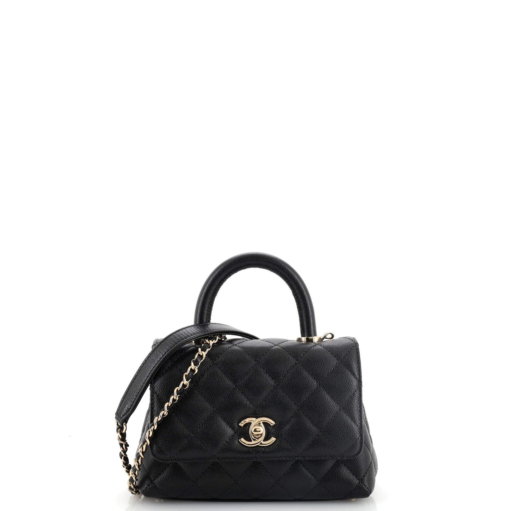 Coco Top Handle Bag Quilted Caviar Extra Mini