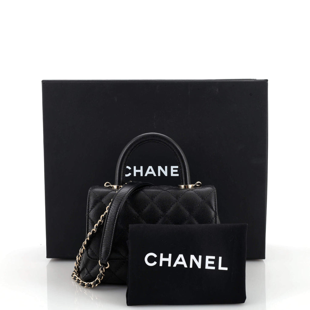 Coco Top Handle Bag Quilted Caviar Extra Mini