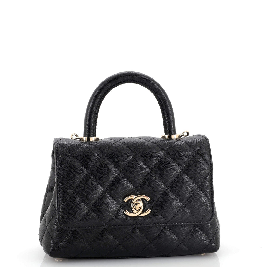 Coco Top Handle Bag Quilted Caviar Extra Mini