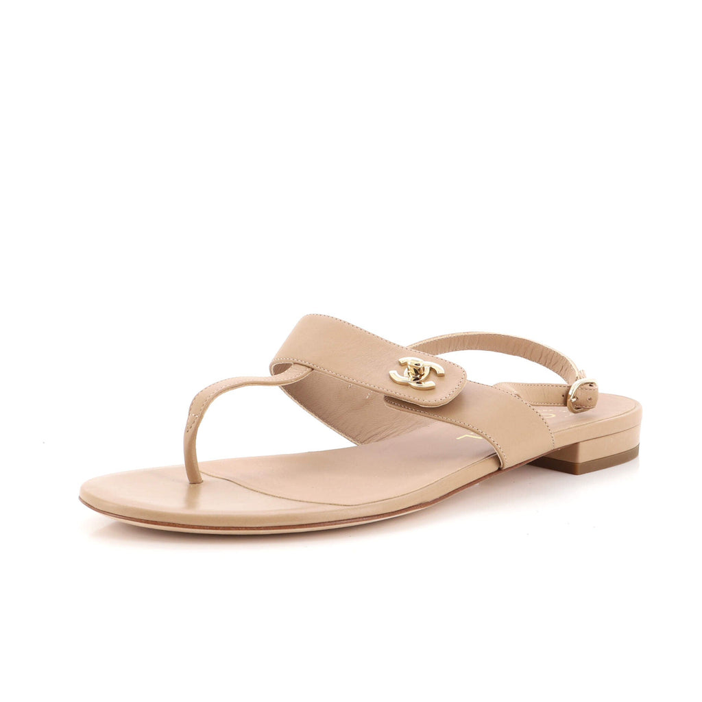 Women's Turnlock CC Thong Sandals Leather