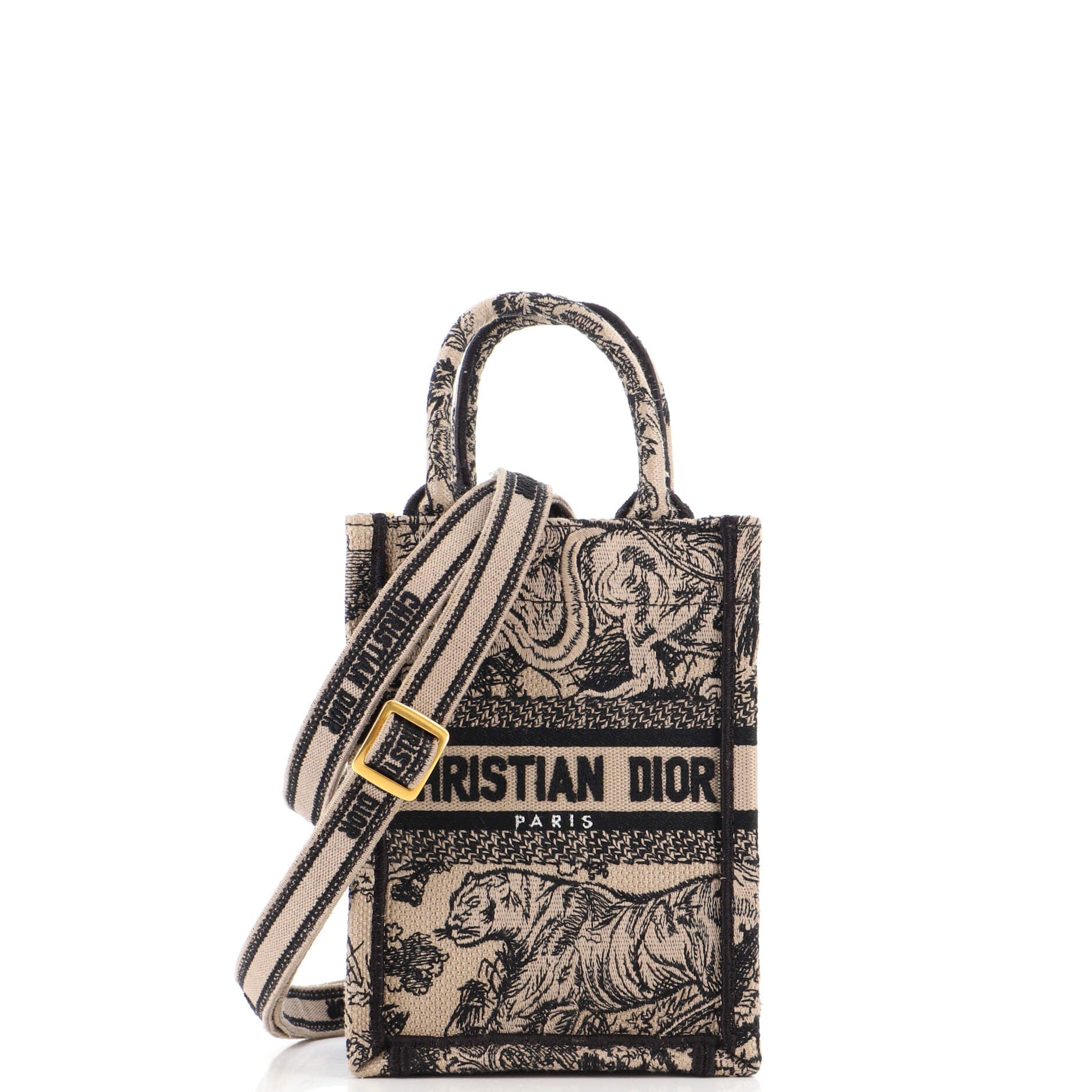 Book Tote Phone Bag Embroidered Canvas Mini