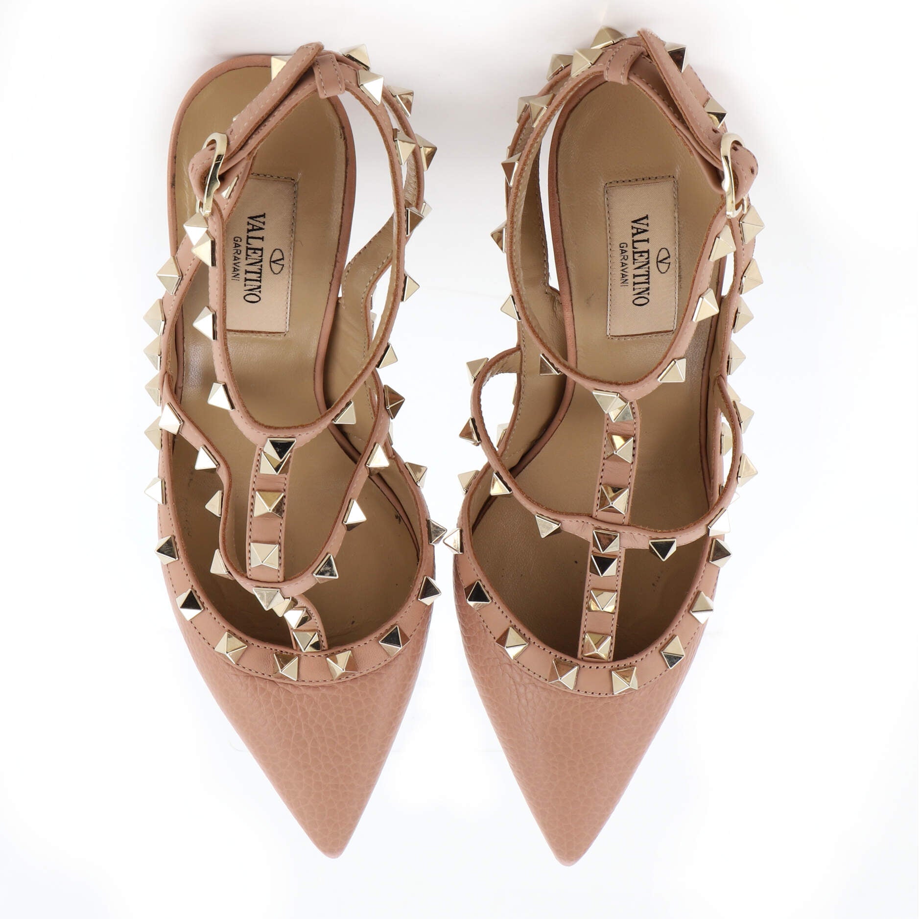 Women's Rockstud Ankle Strap Pumps Leather 100
