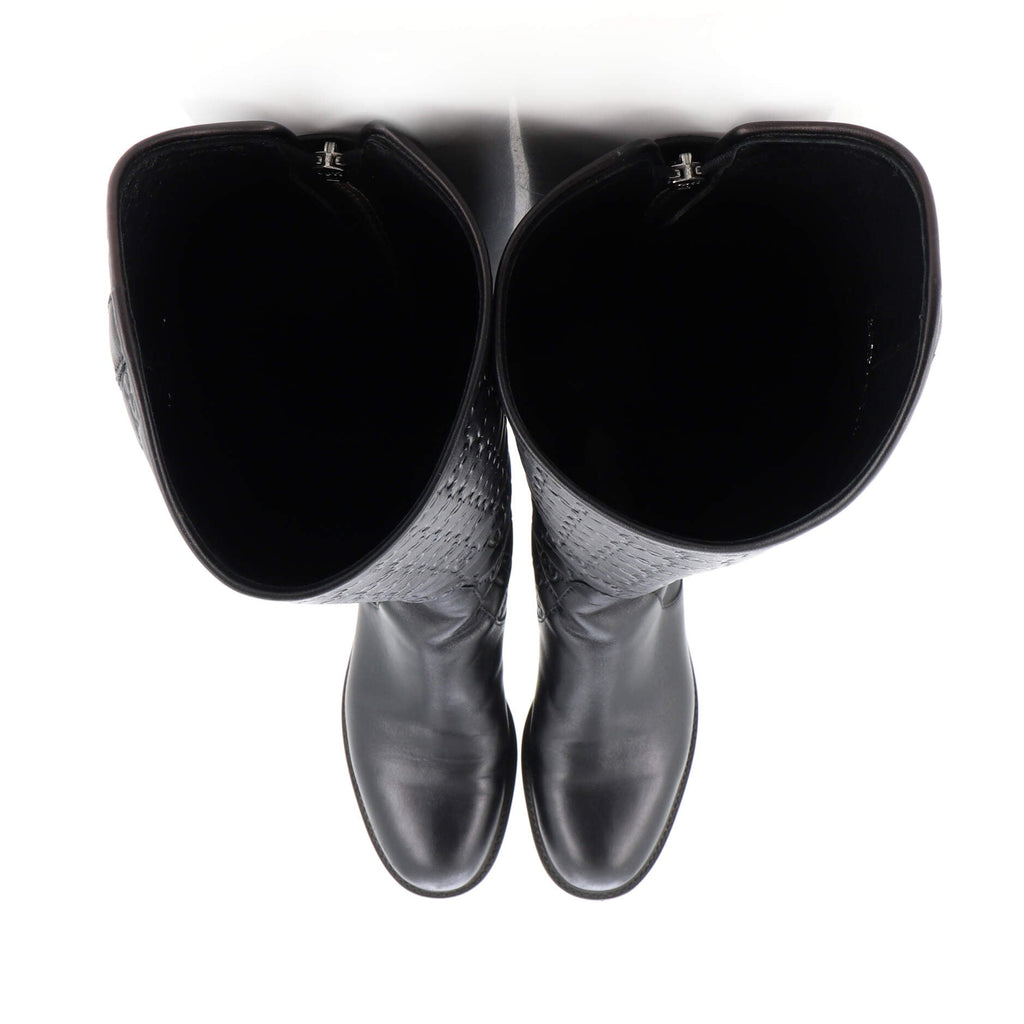 Women's Maude Knee High Riding Boots Guccissima Leather