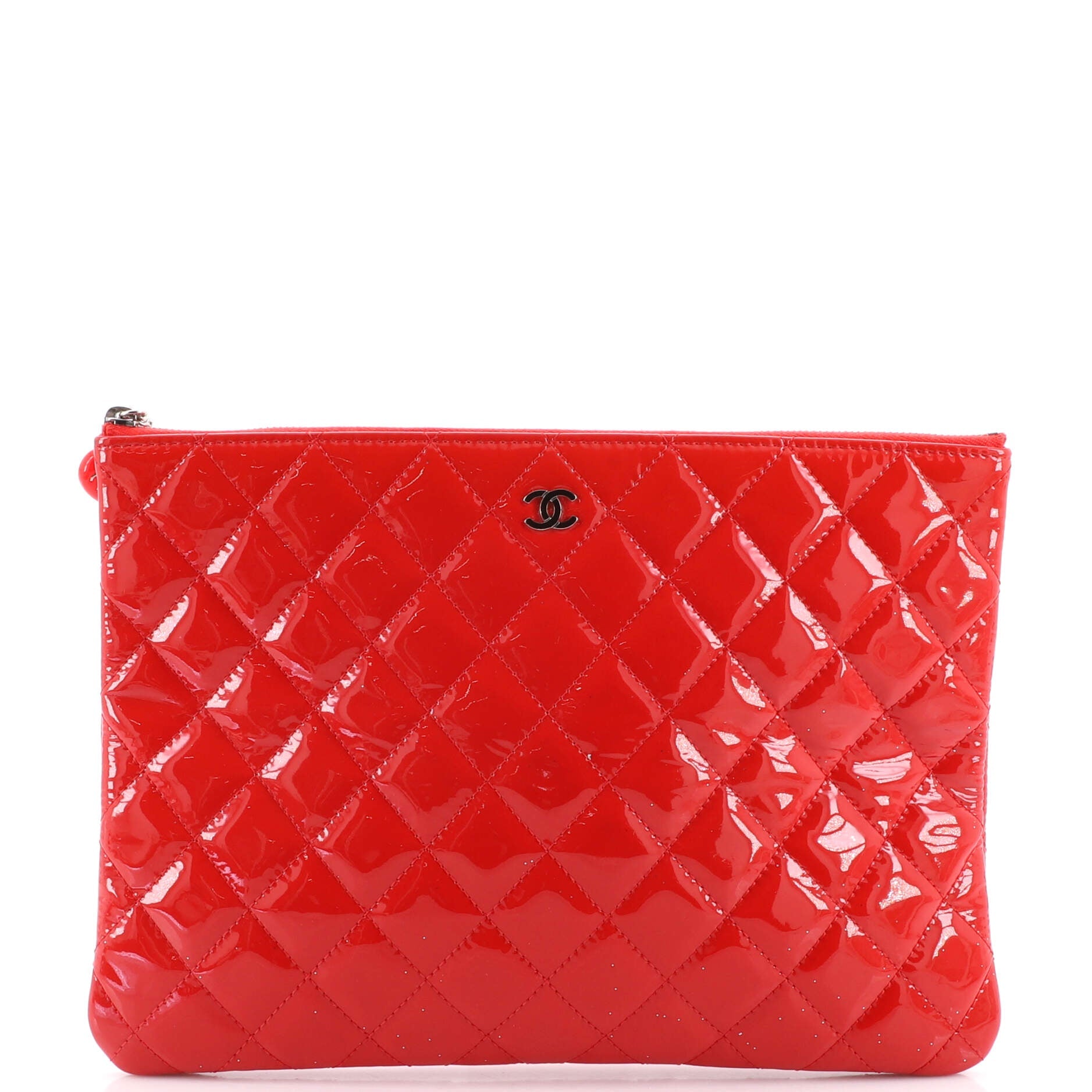 Valentine Hearts O Case Clutch Quilted Patent Medium