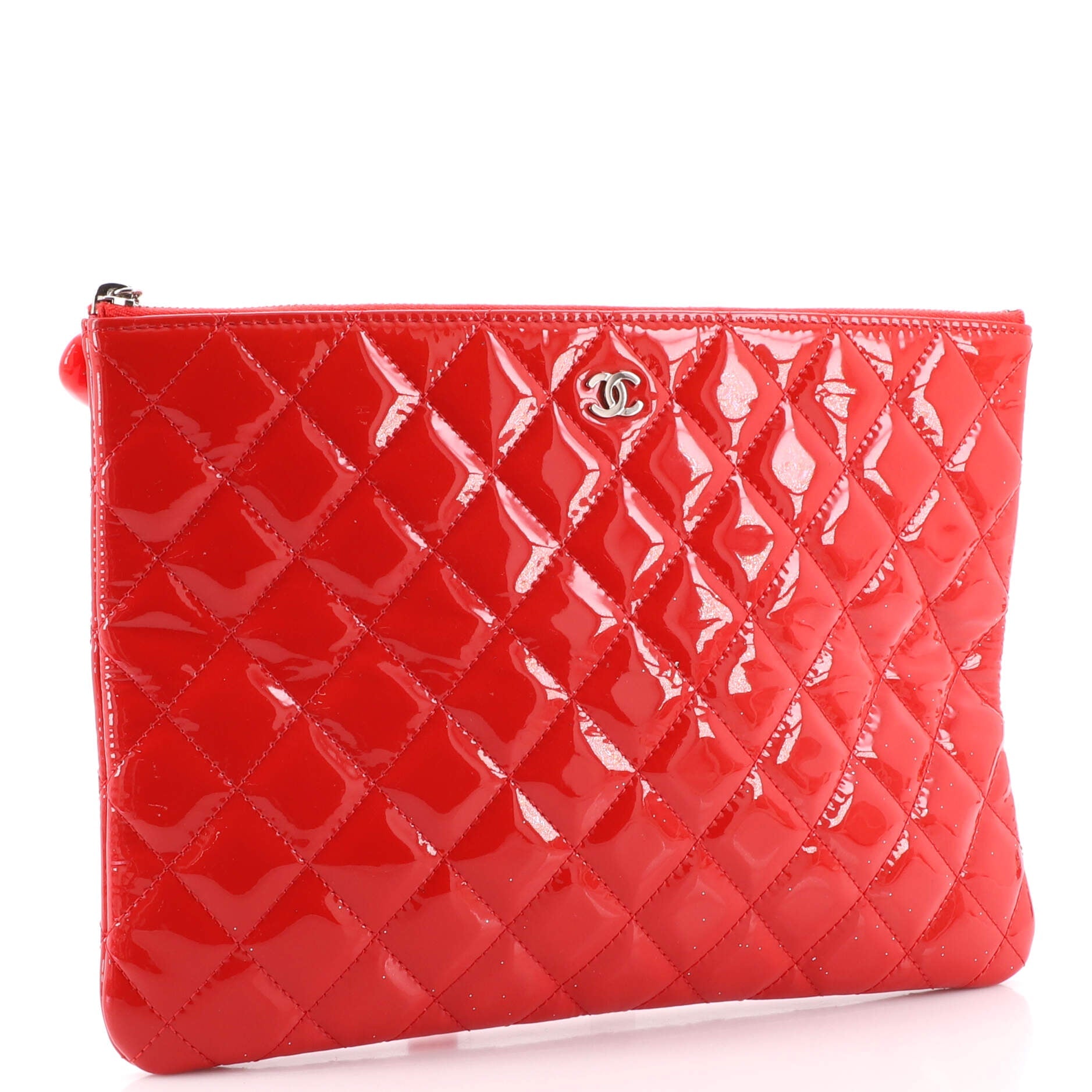 Valentine Hearts O Case Clutch Quilted Patent Medium
