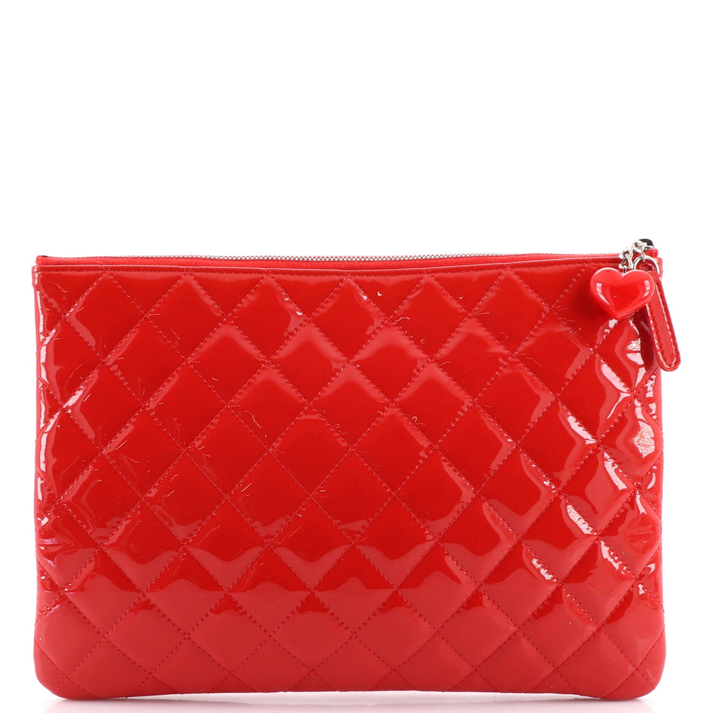 Valentine Hearts O Case Clutch Quilted Patent Medium