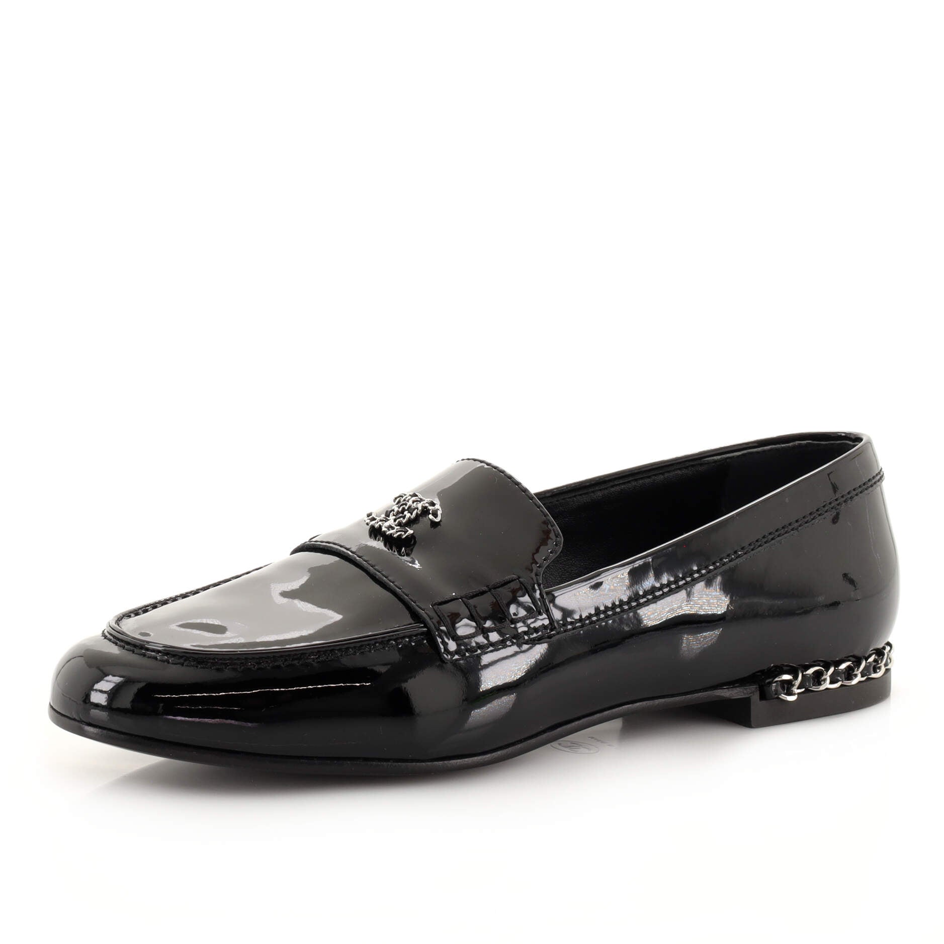 Women's Woven CC Chain Loafers Patent