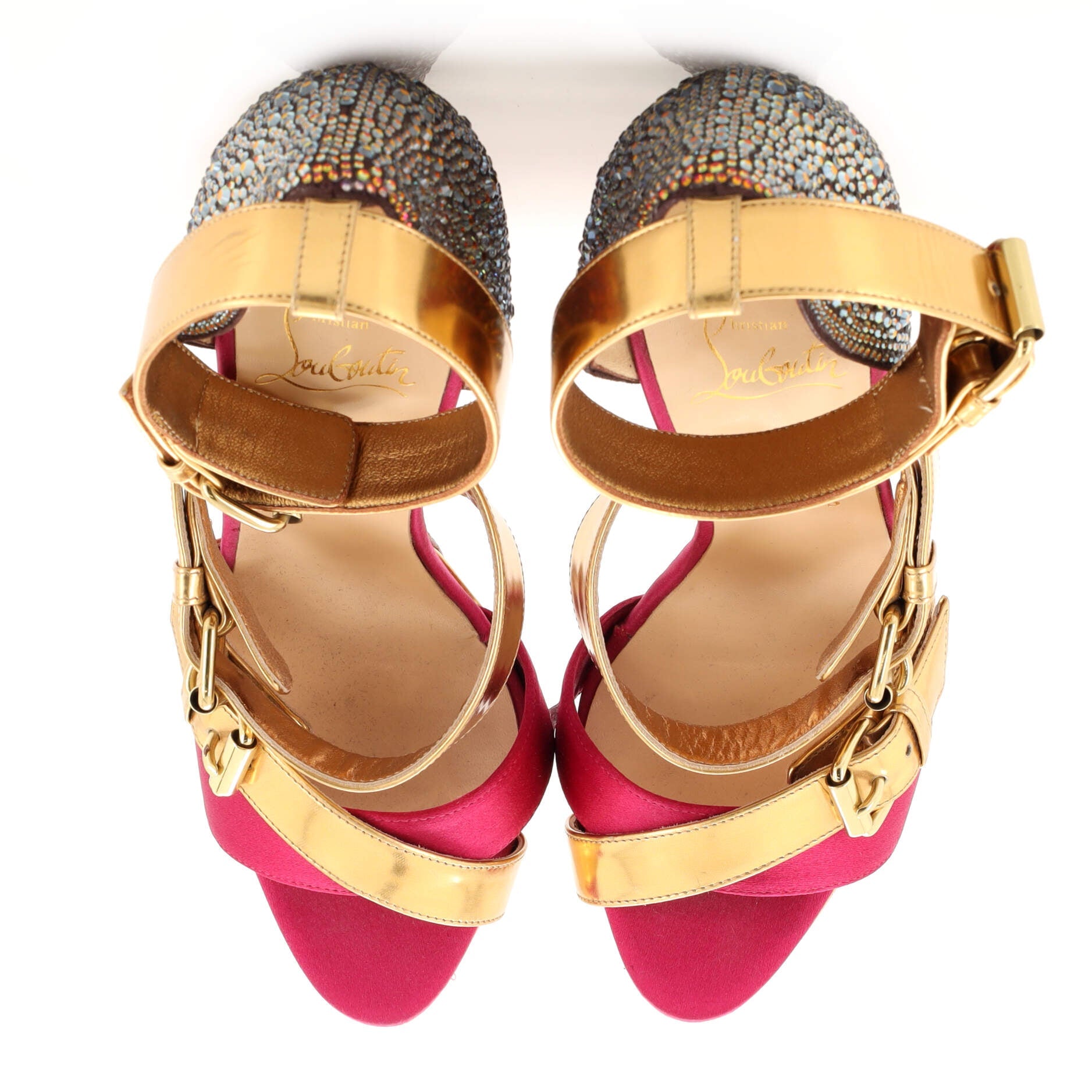 Women's Ambertina Platform Pumps Crystal Embellished Leather and Satin