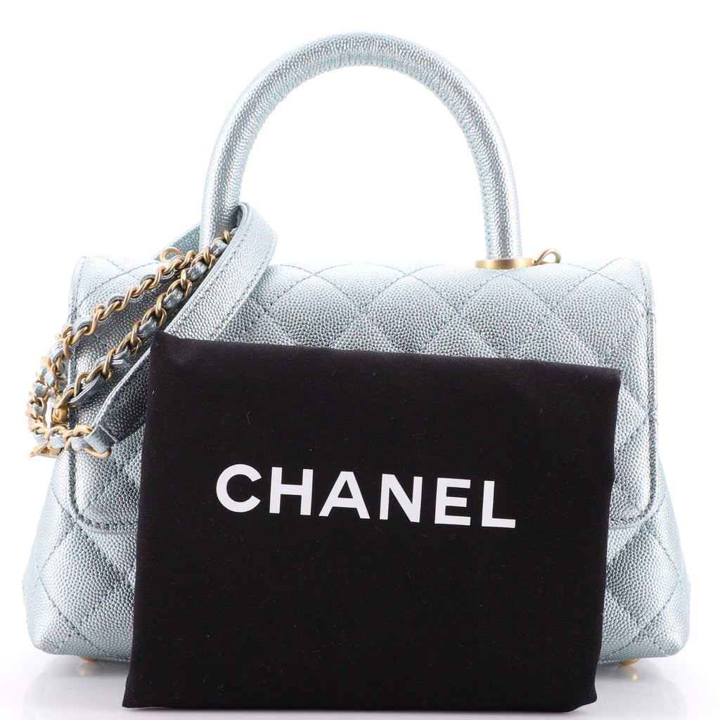 Coco Top Handle Bag Quilted Iridescent Caviar with Gradient Hardware Mini