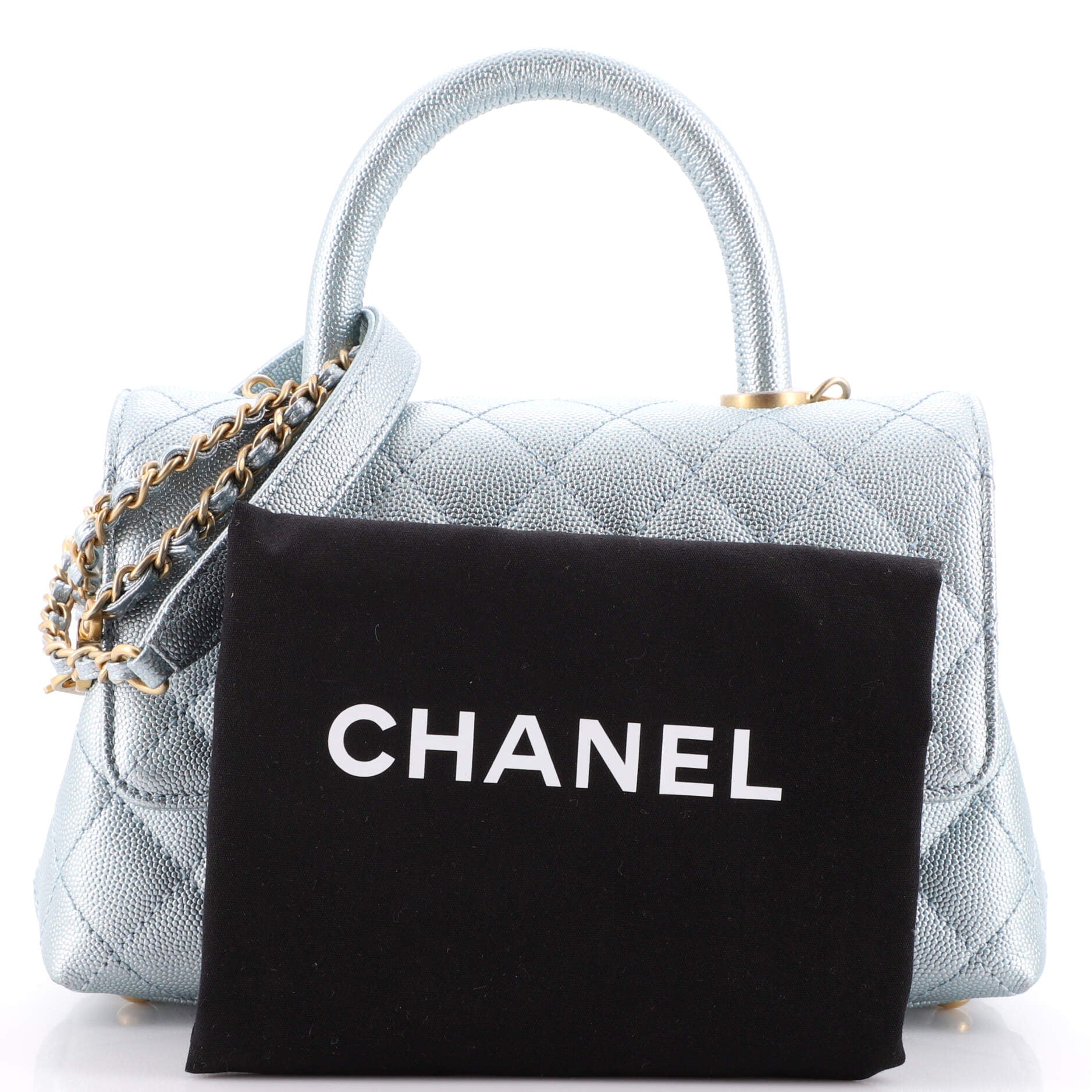 Coco Top Handle Bag Quilted Iridescent Caviar with Gradient Hardware Mini