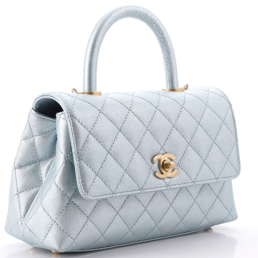Coco Top Handle Bag Quilted Iridescent Caviar with Gradient Hardware Mini